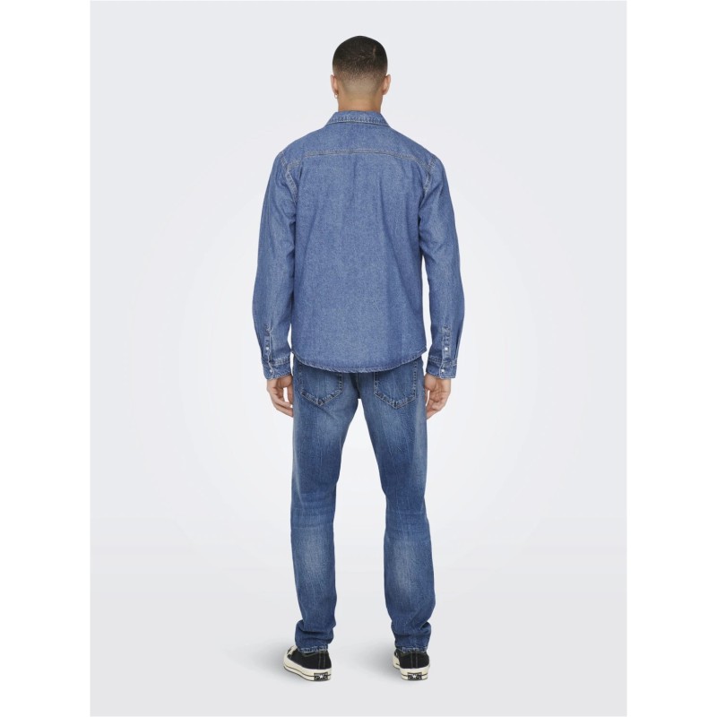 ONLY & SONS Bane Denim Skjorte - Medium Blue Denim