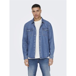 ONLY & SONS Bane Denim Skjorte - Medium Blue Denim