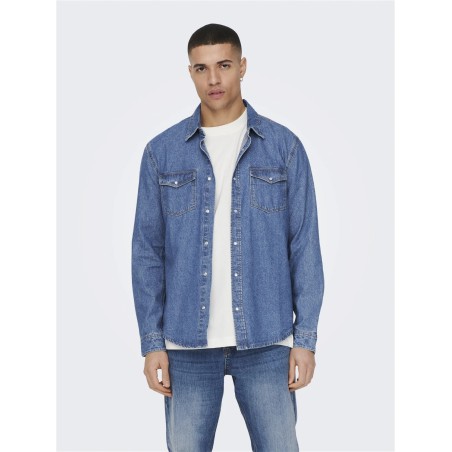ONLY & SONS Bane Denim Skjorte - Medium Blue Denim