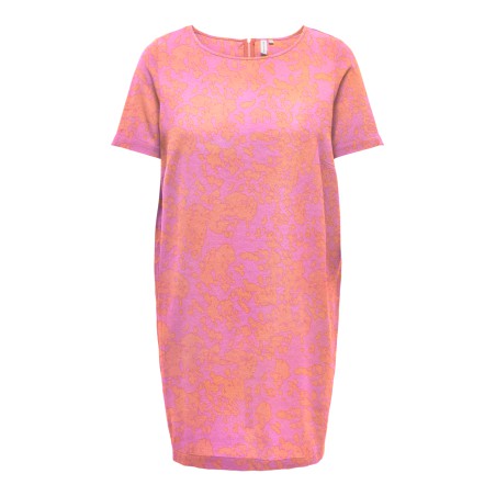 ONLY CARMAKOMA Lux Life Kortærmet Tunic Kjole - Strawberry Moon