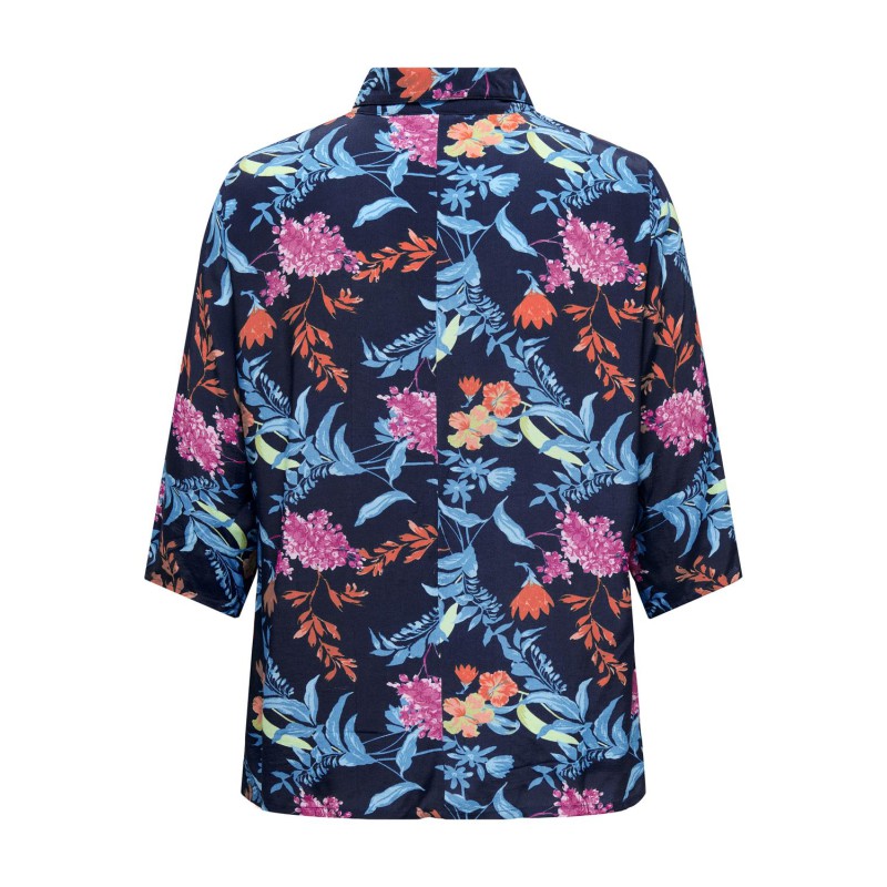 ONLY CARMAKOMA Kyra Life 3/4 Loose Shirt Aop - Naval Academy