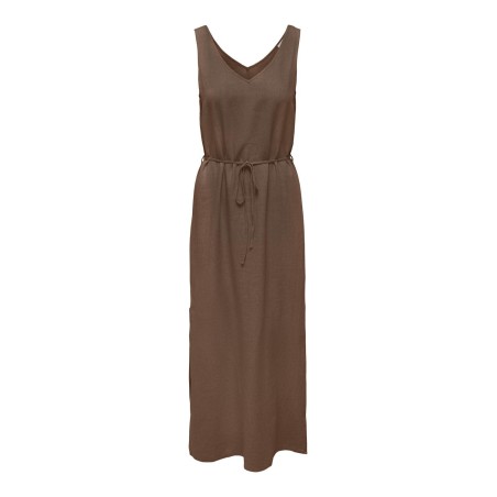 JDY Say S/L Linen Maxi Tie Kjole Vævet Dia - Carafe