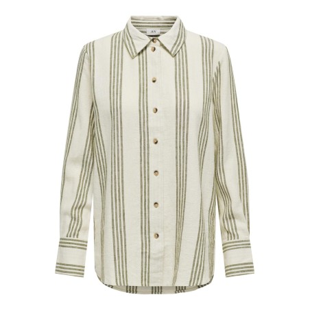 JDY Say Strip Langærmet Lin Loose Shirt Vævet Dia - Turtledove