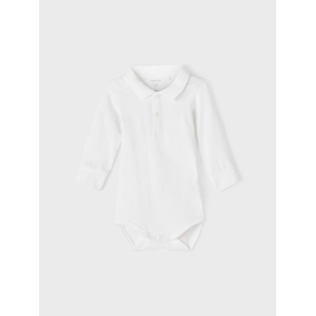 NAME IT Holger Langærmet Polo Body - Bright Hvid