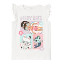 NAME IT Mini Gabby Cats Top Med Flæseærmer - Jet Stream