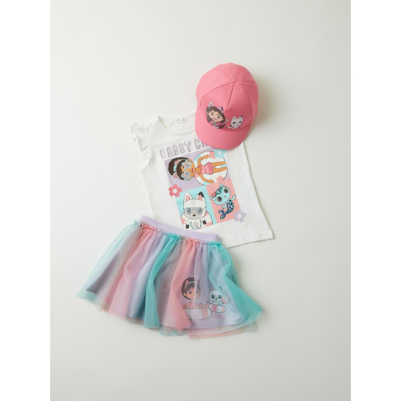 NAME IT Mini Gabby Cats Top Med Flæseærmer - Jet Stream