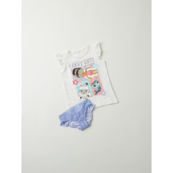 NAME IT Mini Gabby Cats Top Med Flæseærmer - Jet Stream