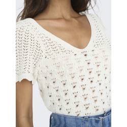ONLY Becca Life Kortærmet V-Neck Top Cc Knt - Cloud Dancer