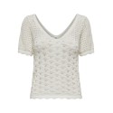 ONLY Becca S/S V-Hals Strik Top - Cloud Dancer