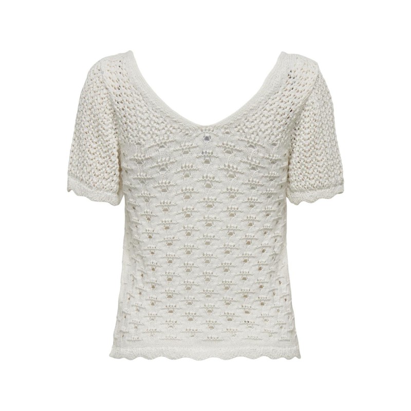 ONLY Becca S/S V-Hals Strik Top - Cloud Dancer