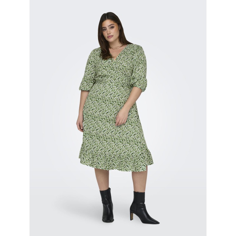 ONLY CARMAKOMA Livia 3/4 Slå-Om Midi Kjole - Willow Bough