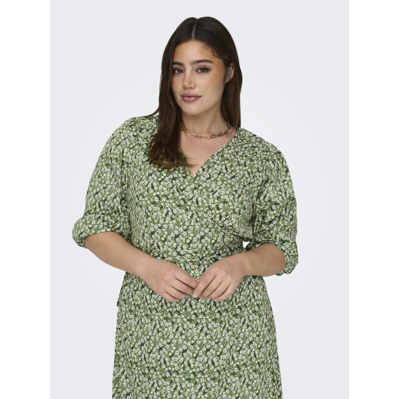 ONLY CARMAKOMA Livia 3/4 Slå-Om Midi Kjole - Willow Bough