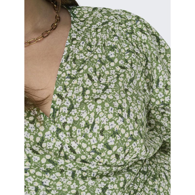 ONLY CARMAKOMA Livia 3/4 Slå-Om Midi Kjole - Willow Bough