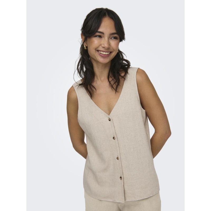 JDY Say S/L Hør Top - Oatmeal