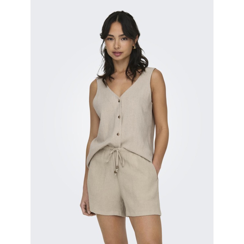 JDY Say S/L Hør Top - Oatmeal