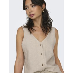 JDY Say S/L Hør Top - Oatmeal