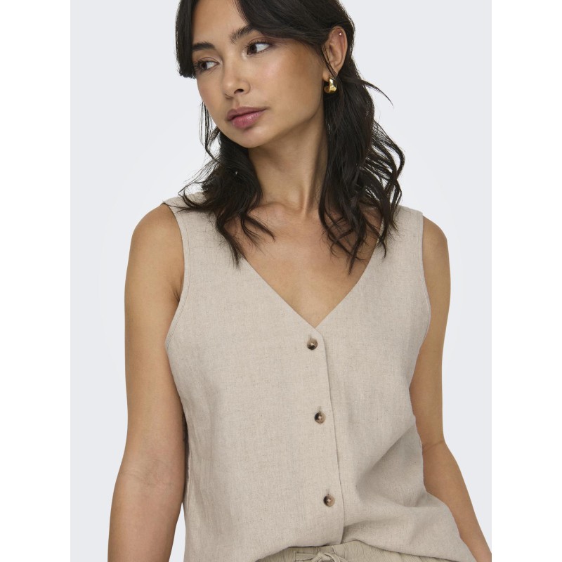 JDY Say S/L Hør Top - Oatmeal