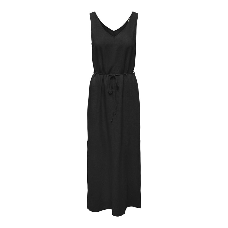 JDY Say S/L Linen Maxi Tie Kjole Vævet Dia - Sort