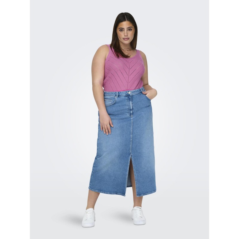 ONLY CARMAKOMA Roselia Struktur V-hals Strik Top - Strawberry Moon