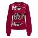 ONLY Xmas Langærmet Balloon O-Neck Box Knt - Chili Pepper