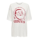 ONLY Santa Life Oversize S/S Top Xmas Jrs - Cloud Dancer