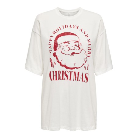 ONLY Santa Life Oversize S/S Top Xmas Jrs - Cloud Dancer