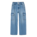 NAME IT Nkfrose Højtaljede Brede Cargo Jeans 6190-Bs - Light Blue Denim