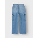 NAME IT Nkfrose Højtaljede Brede Cargo Jeans 6190-Bs - Light Blue Denim