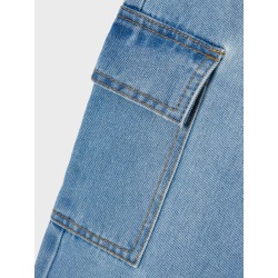NAME IT Nkfrose Højtaljede Brede Cargo Jeans 6190-Bs - Light Blue Denim