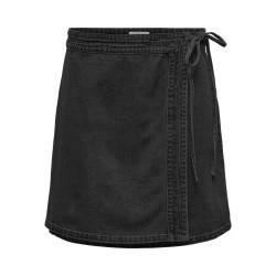 ONLY Villa Wrap Tie Skirt Denim Gua - Washed Sort