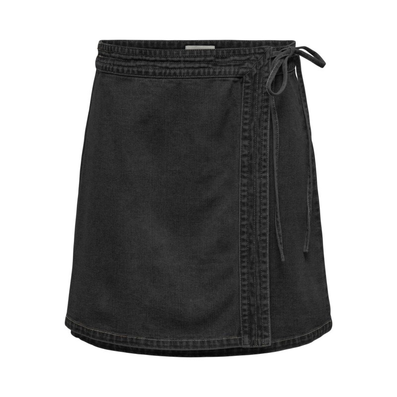ONLY Villa Wrap Tie Skirt Denim Gua - Washed Sort