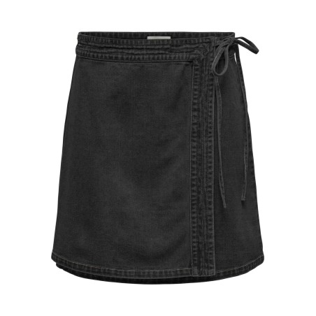 ONLY Villa Wrap Tie Skirt Denim Gua - Washed Sort