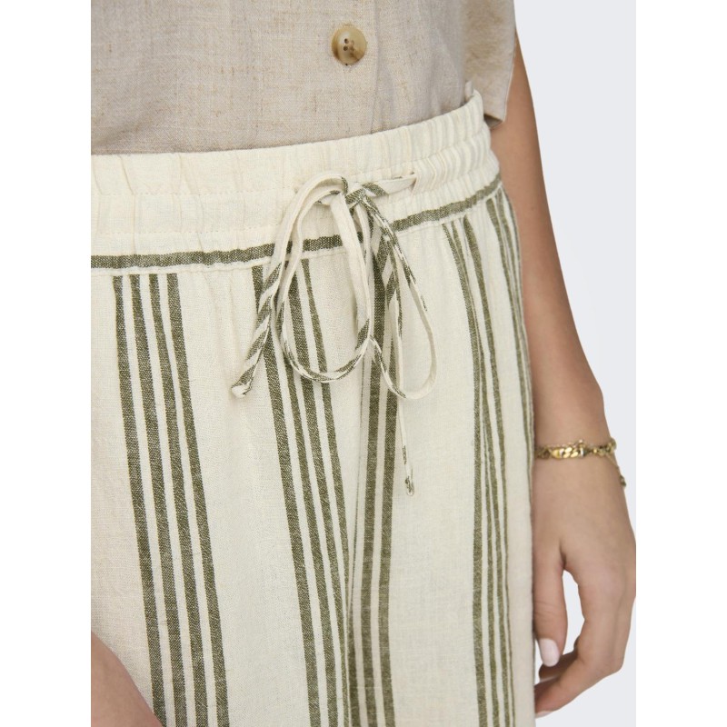 JDY Say Strip Højtaljede Linen Brede Bukser Vævet Dia - Turtledove