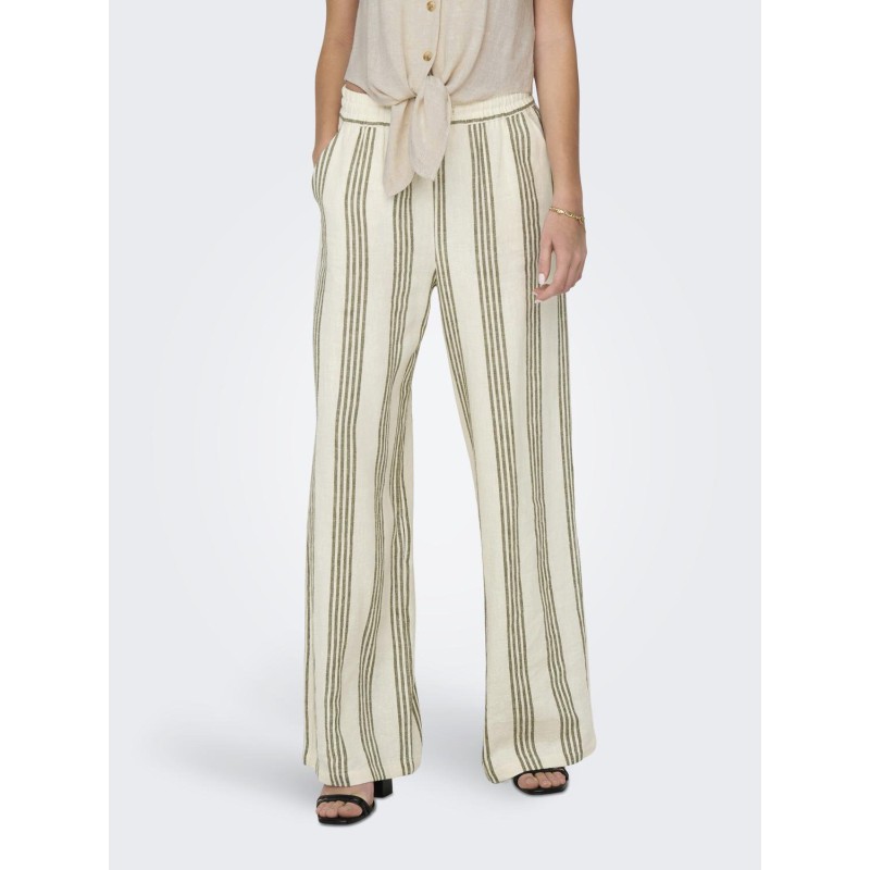 JDY Say Stribede Hør Bukser - Turtledove