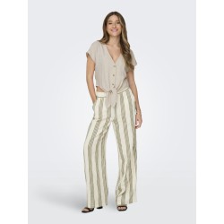 JDY Say Stribede Hør Bukser - Turtledove