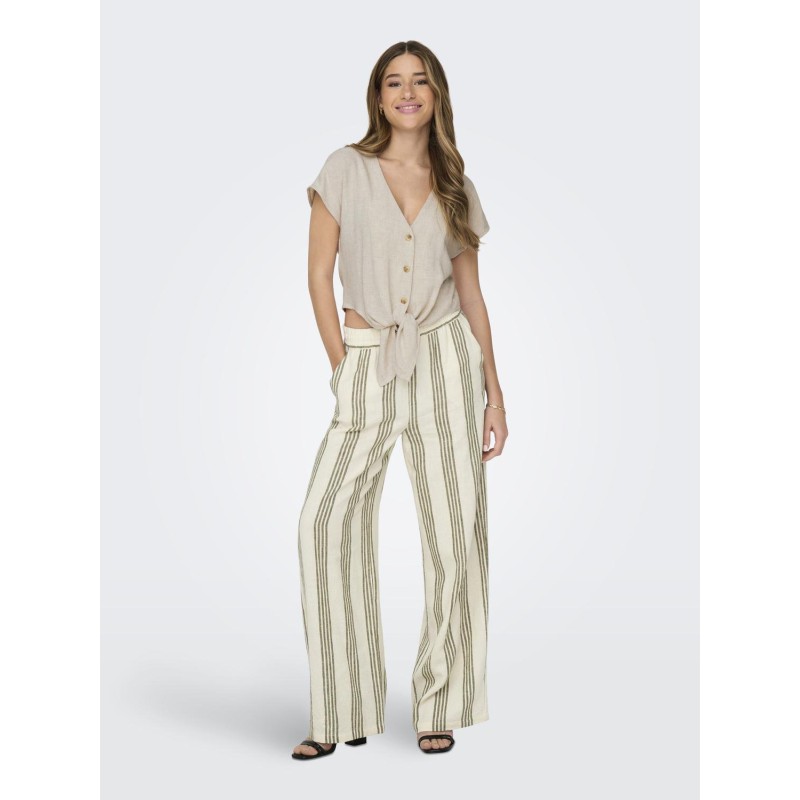 JDY Say Stribede Hør Bukser - Turtledove