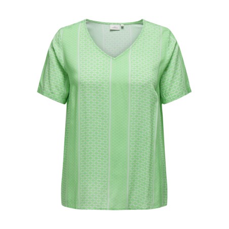 ONLY CARMAKOMA Marrakesh Life Kortærmet Top V-Neck Aop - Spring Bouquet