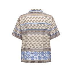 ONLY CARMAKOMA Beth Life S/S V-Neck Top Aop - Cloud Dancer