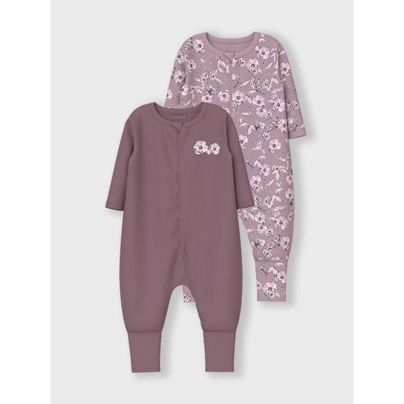 NAME IT Nightsuit 2P Zip Ff Grape Flower - Grape Shake