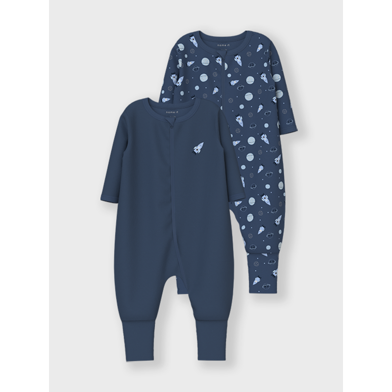 NAME IT Nightsuit 2P Zip Dark Space - Dark Denim