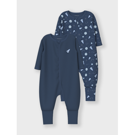 NAME IT Nightsuit 2P Zip Dark Space - Dark Denim