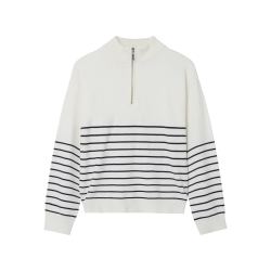 LMTD Kacy Langærmet Half Zip Knit - Hvid Alyssum