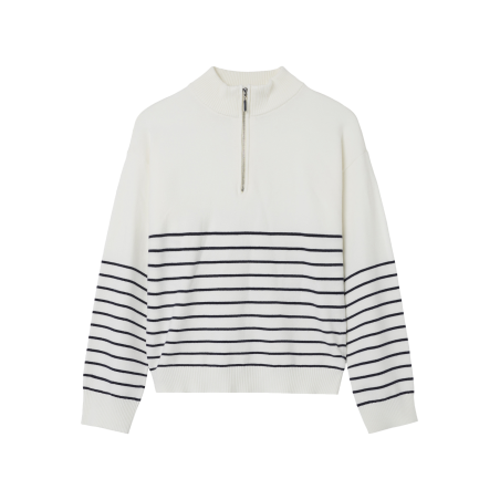 LMTD Kacy Langærmet Half Zip Knit - Hvid Alyssum