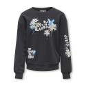 KIDS ONLY Melanie Langærmet Grafit O-Neck Box Ub Swt - Charcoal Art