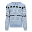 KIDS ONLY Merry Xmas Langærmet O-Neck Box Cs Knt - Cashmere Blue