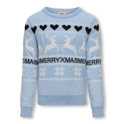 KIDS ONLY Merry Xmas Langærmet O-Neck Box Cs Knt - Cashmere Blue