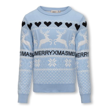 KIDS ONLY Merry Xmas Langærmet O-Neck Box Cs Knt - Cashmere Blue