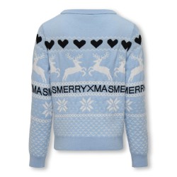KIDS ONLY Merry Xmas Langærmet O-Neck Box Cs Knt - Cashmere Blue