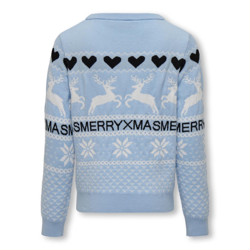 KIDS ONLY Merry Xmas Langærmet O-Neck Box Cs Knt - Cashmere Blue