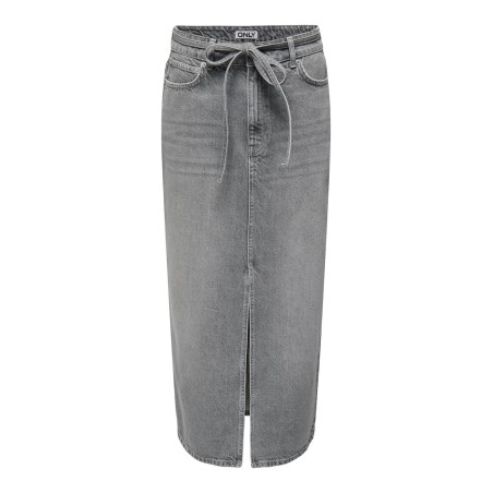 ONLY Gianna Belted Midi Skirt Dot Denim - Medium Grey Denim
